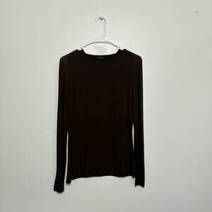 Lafayette 148 New York Chocolate Brown Long Sleeve Shirt Size Small